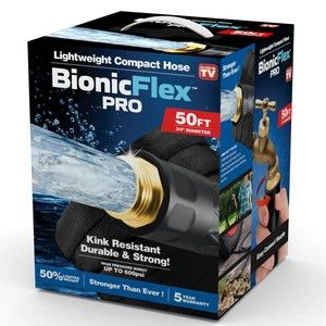 Bionic Flex 50 ft. Pro Garden Hose Heavy Duty Flexible Lightweight Stainless Blk